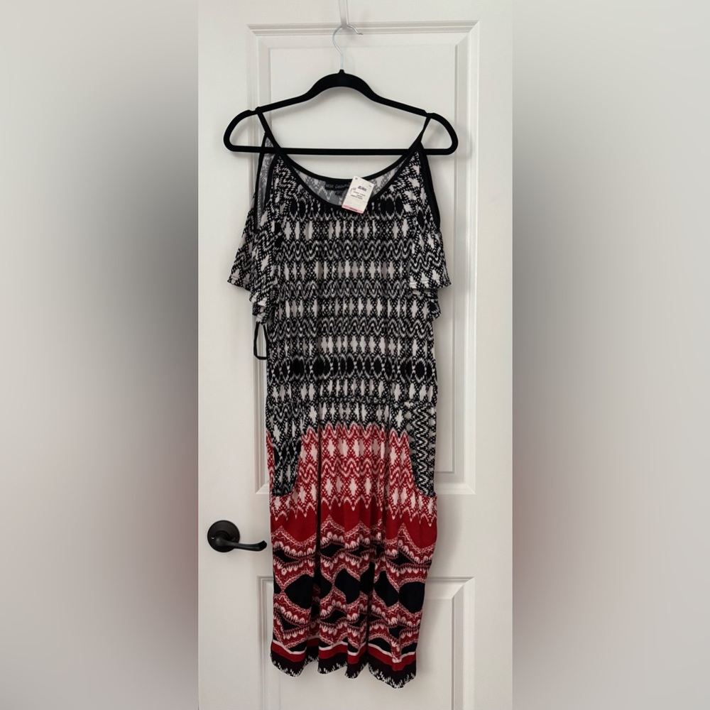 Russ Black and Red Patterned Dress